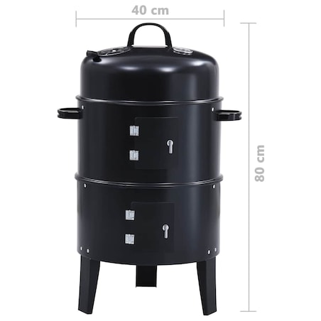 vidaXL Grill węglowy z wędzarnią 3-w-1, 40x80 cm