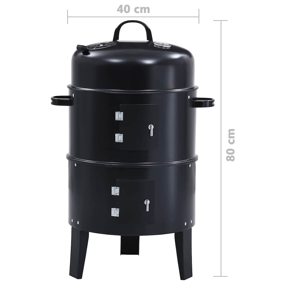 vidaXL Grill węglowy z wędzarnią 3-w-1, 40x80 cm