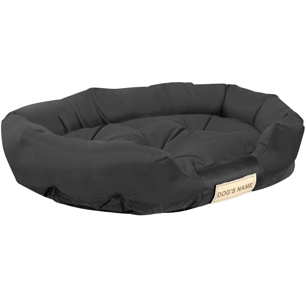 Legowisko Dla Psa 80X60 Cm Z Miejscem Na Imię Wodoodporne Owalne Wygodne Czarne