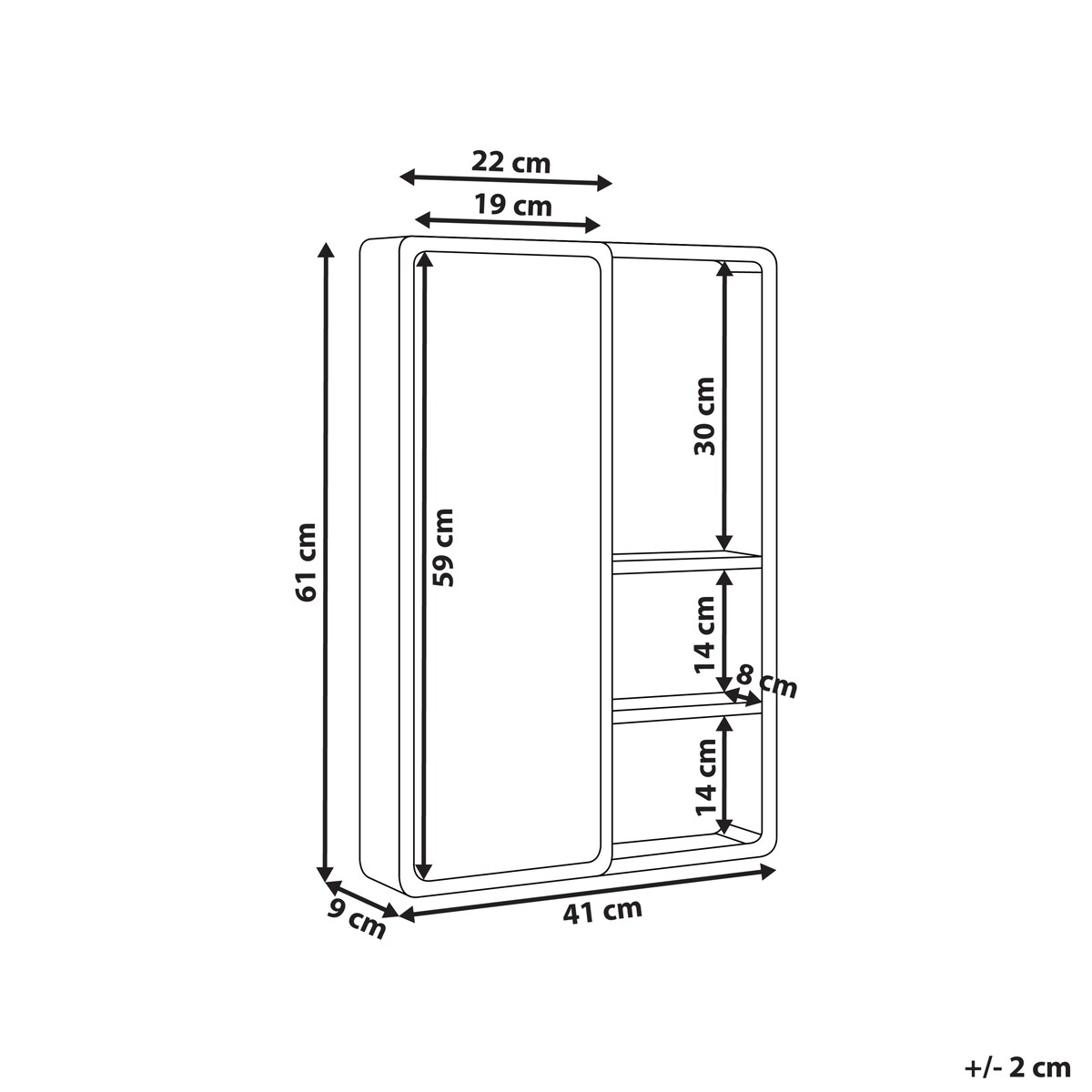 Szafka łazienkowa wisząca z lustrem GUATAVITA 41 cm 61 cm Jasnobrązowy