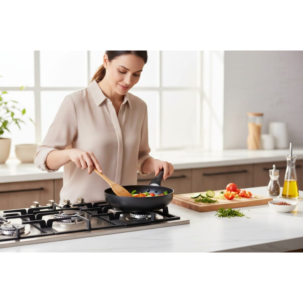 Patelnia do smażenia ceramiczna 28 cm czarna indukcja gaz ZILNER
