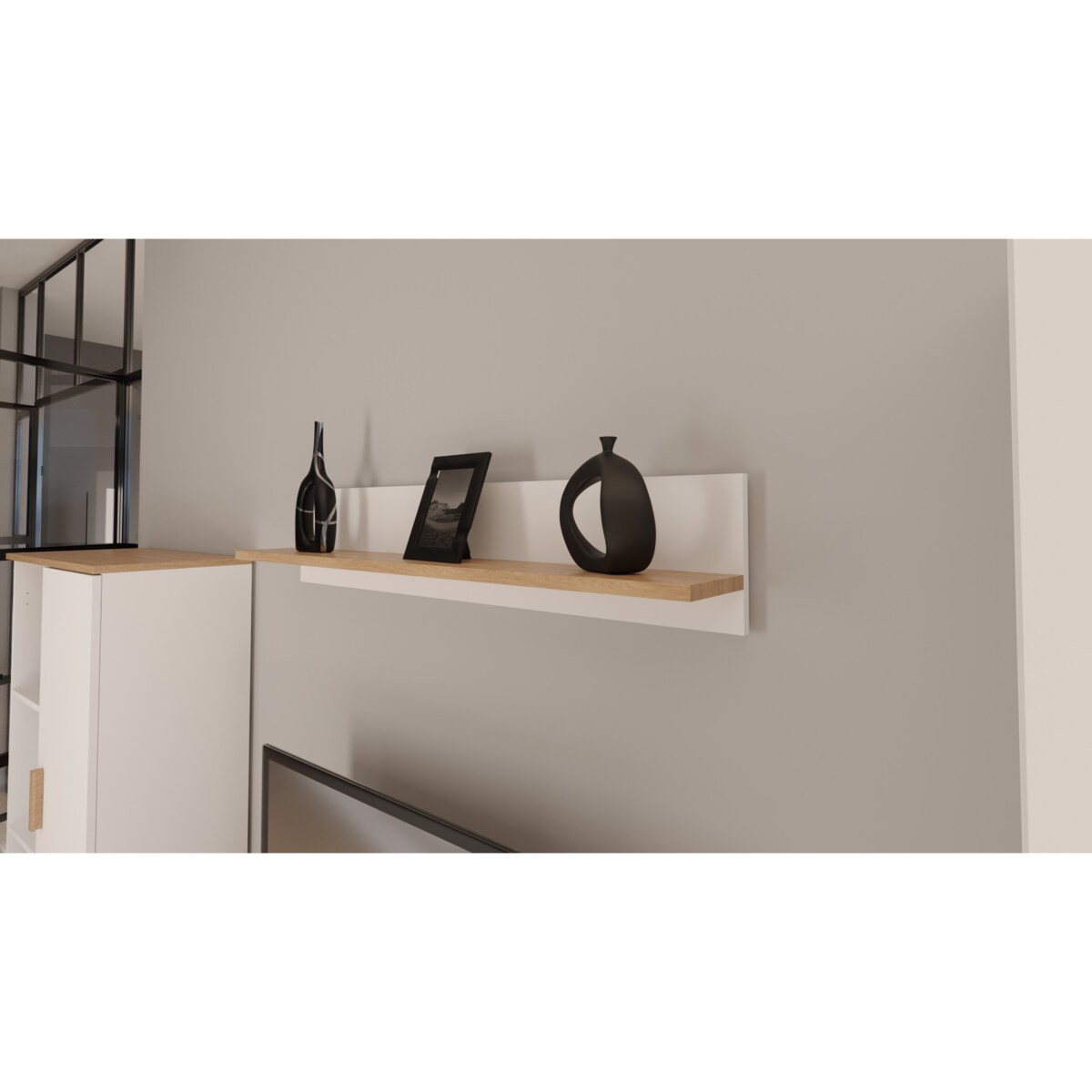 Półka ścienna Denver biały & hikora