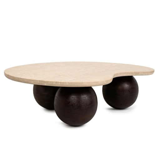 MaMaison stolik kawowy ORGANIC trawertyn / drewno