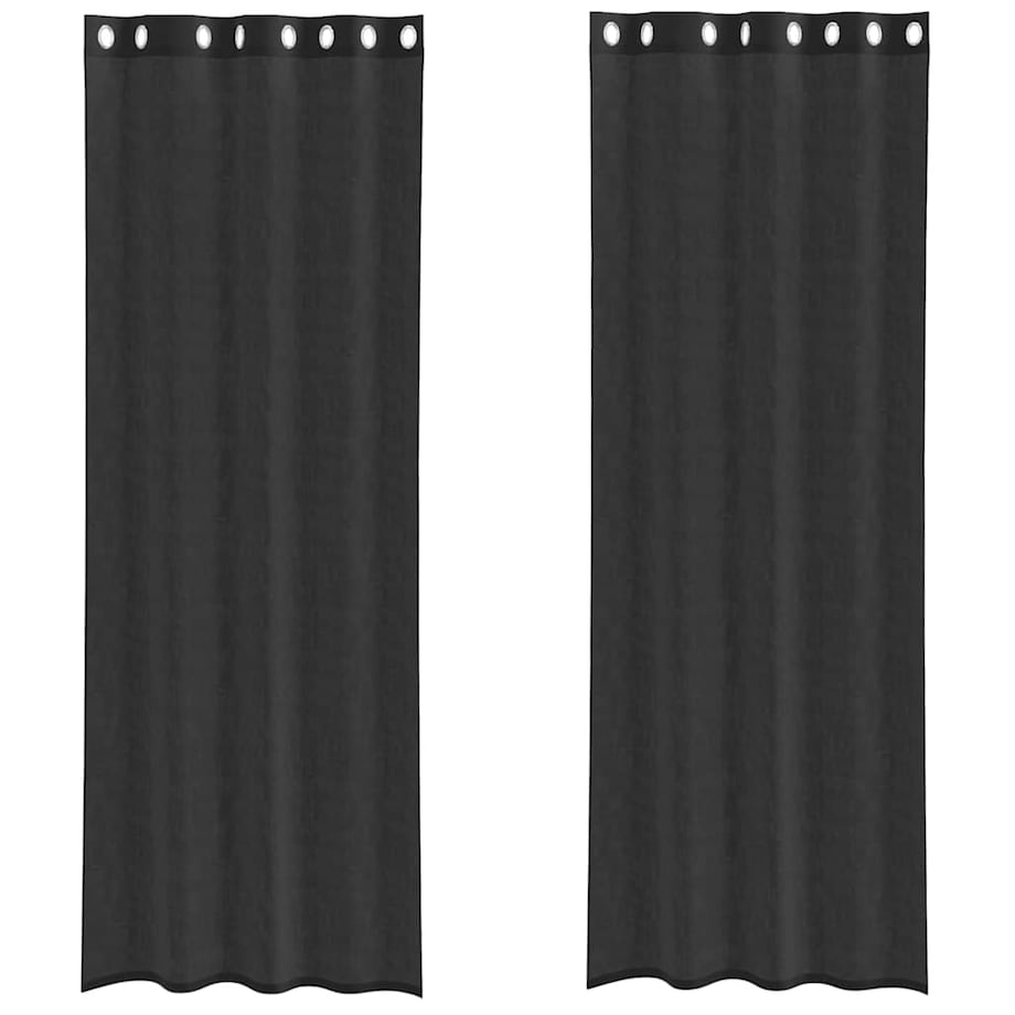 vidaXL Zasłony woalowe z przelotkami 2 szt. Czarne 140x300 cm