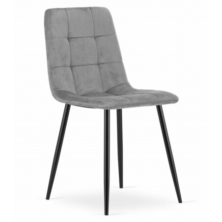 Krzesło Do Jadalni Kuchni Salonu Kara - Jasny Szary Aksamit / Nogi Czarne X 4