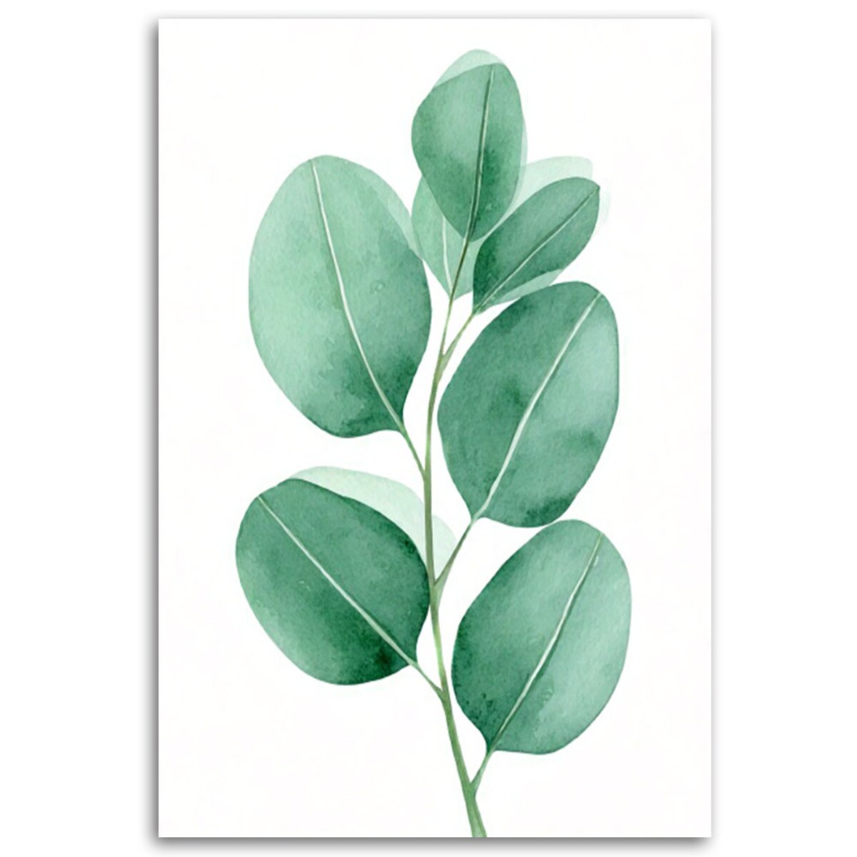 Feeby Obraz na płótnie, Liście Akwarela Zieleń Minimalizm 70x100