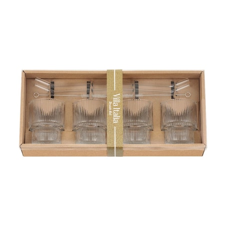 VILLA ITALIA Szklanki do drinków ze słomkami 4 sztuki Zestaw prezentowy SOMERO