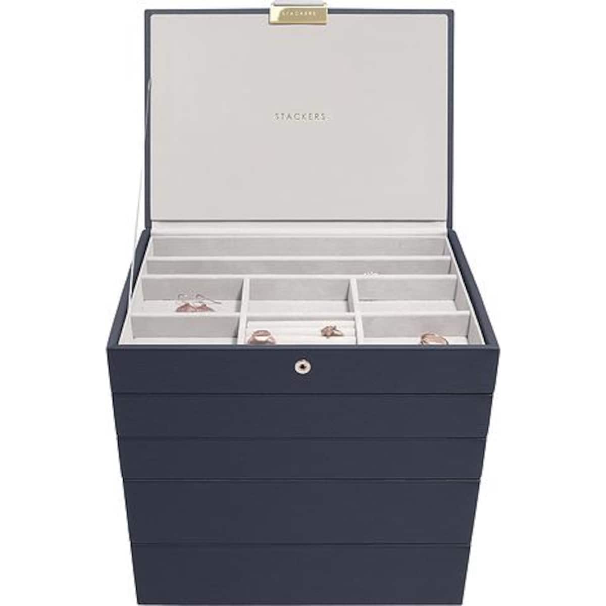 Szkatułka na biżuterię Stackers Pebble pięcioelementowa classic granatowa