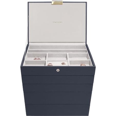 Szkatułka na biżuterię Stackers Pebble pięcioelementowa classic granatowa