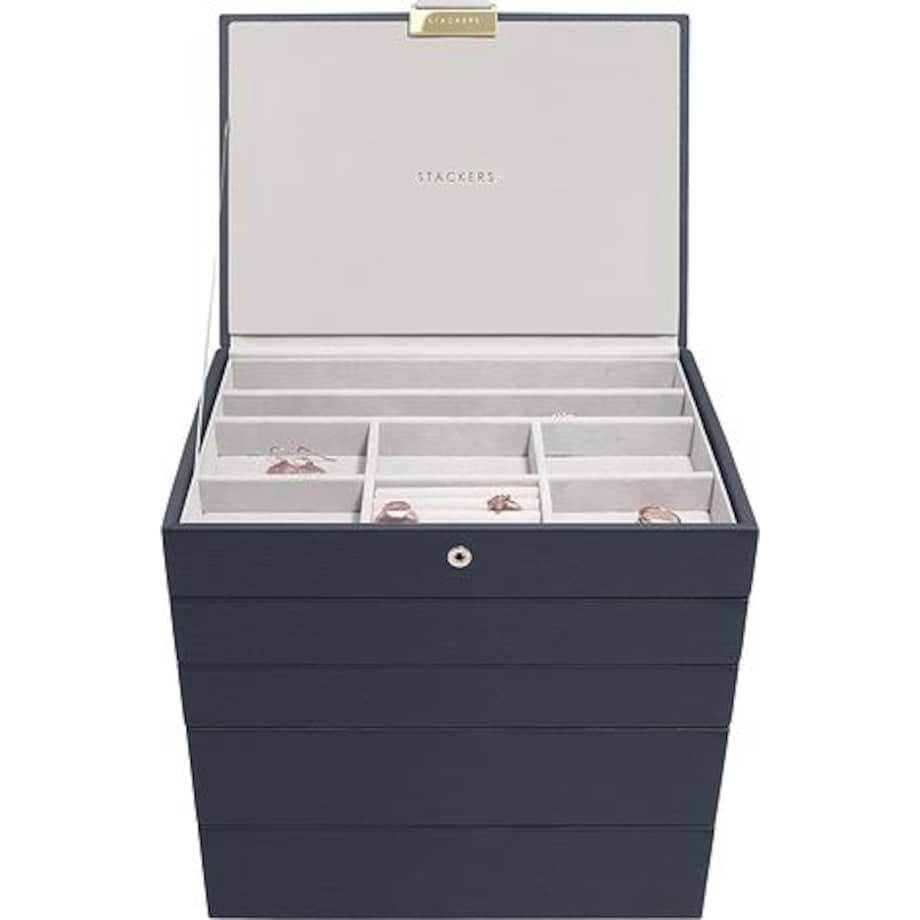 Szkatułka na biżuterię Stackers Pebble pięcioelementowa classic granatowa