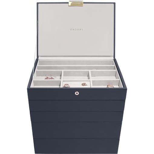Szkatułka na biżuterię Stackers Pebble pięcioelementowa classic granatowa