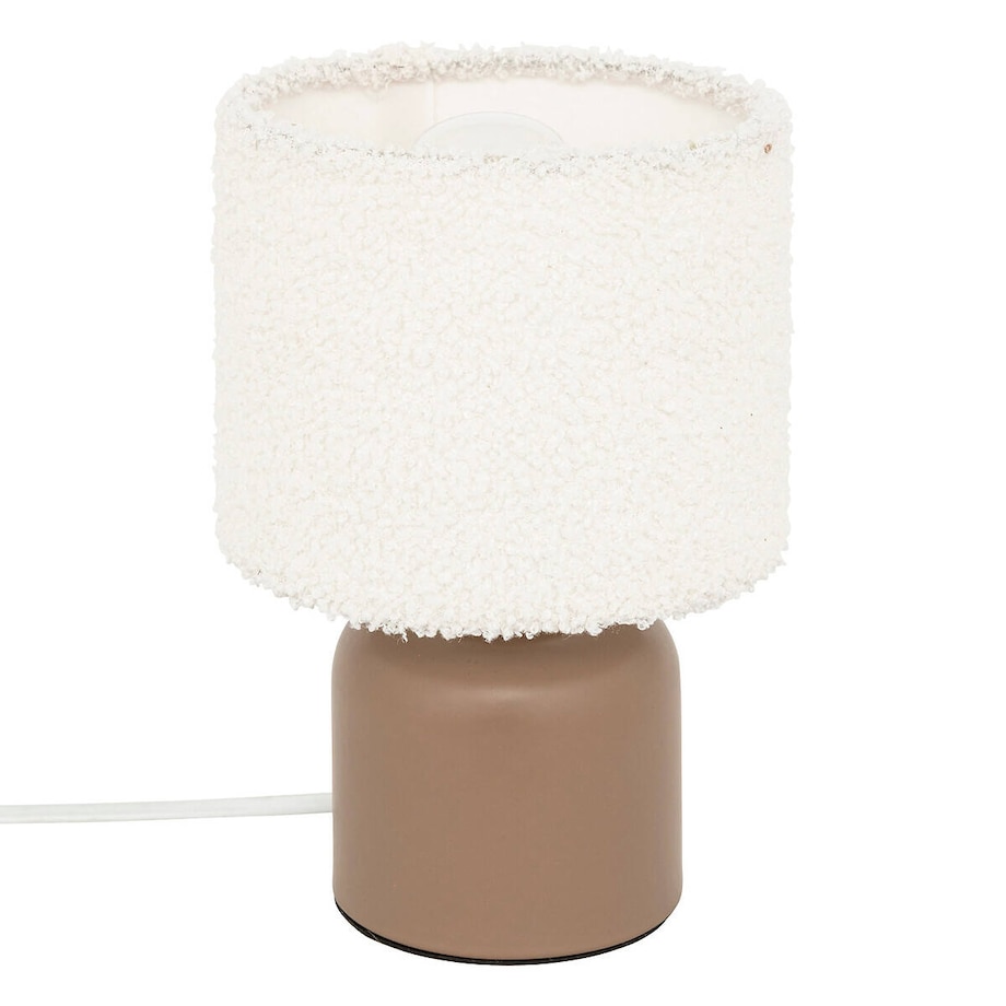 Ceramiczna lampa stołowa BONA z kloszem bouclé, Ø 14 cm