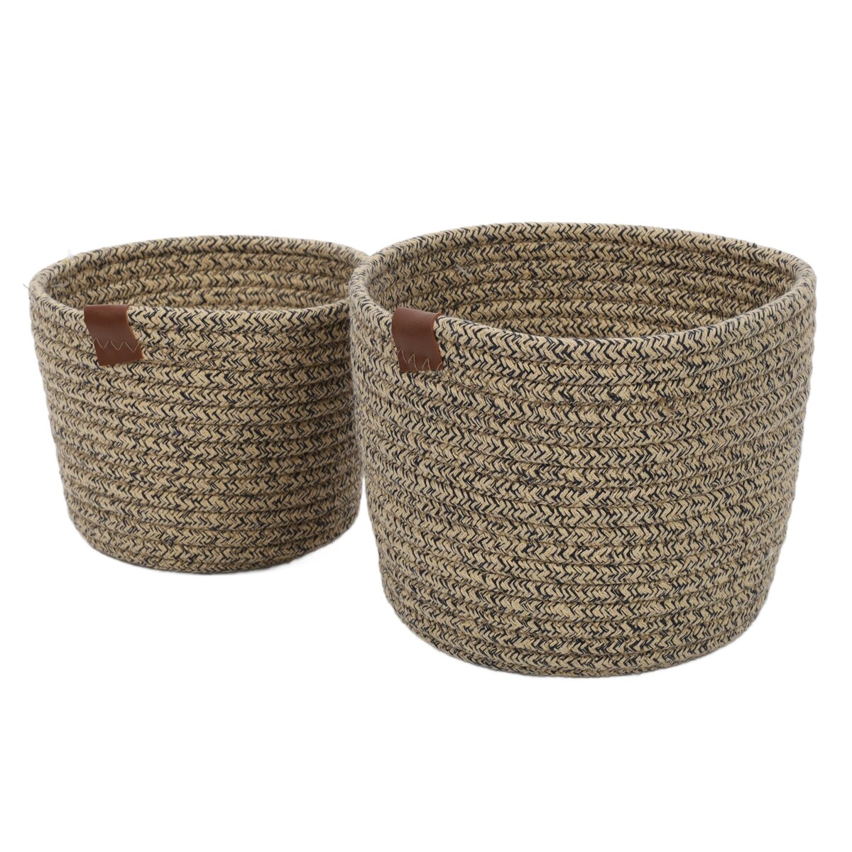 Okrągłe kosze do przechowywania, plecione z bawełny, 2 sztuki