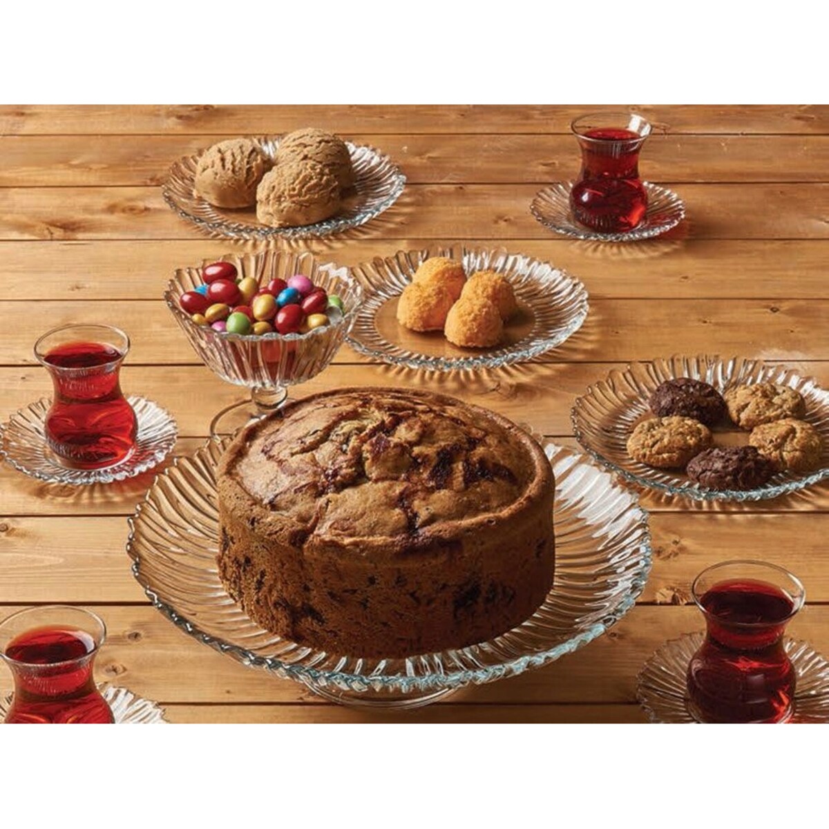 PATERA TALERZ DUŻY PÓŁMISEK SZKŁO 31,5 cm PASABAHCE na ciato desery aurora