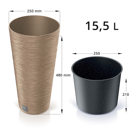 Zestaw 2X Doniczka Donica Ogrodowa Do Domu Na Taras Furu Slim Eco Wood Wysoka 48 Cm/57,5 Cm - Naturo Eco