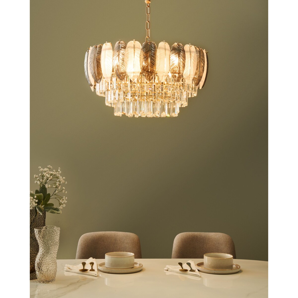 Żyrandol CANAGUA Szkło Mosiężny