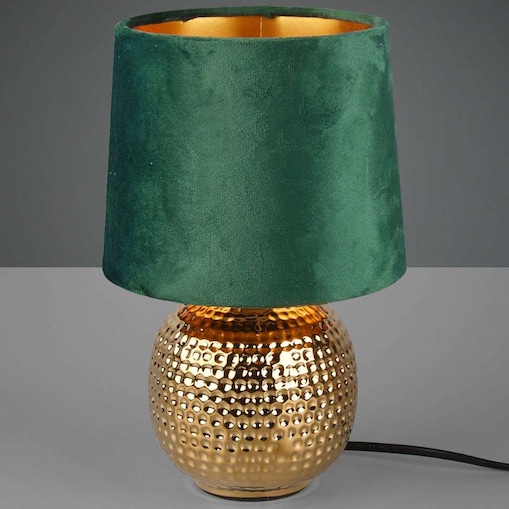 Nocna LAMPKA stojąca SOPHIA R50821015 RL Light stołowa LAMPA abażurowa na biurko ceramiczna zielona złota, RL Light
