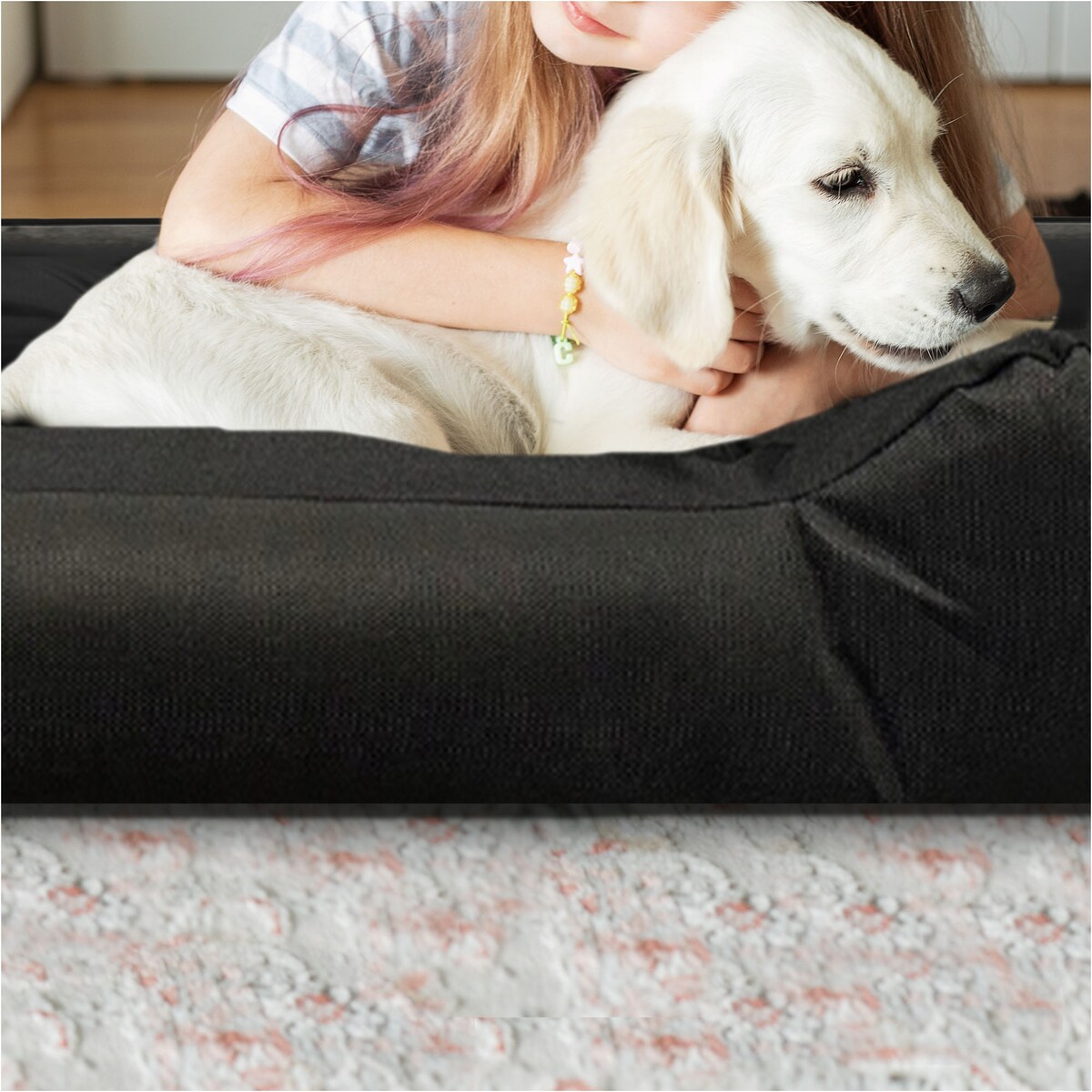 Legowisko Dla Psa Kanapa Posłanie 100X75 Cm Wodoodporne Poduszki Pikowane Czarne