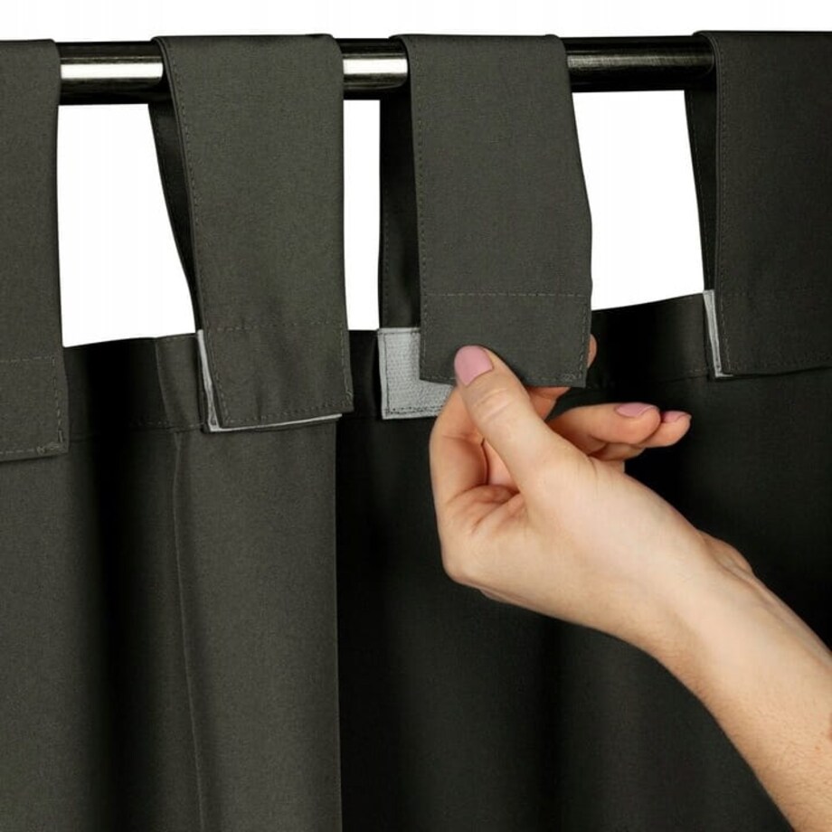 Zasłona Ogrodowa Tarasowa Wodoodporna 155 x 260 cm Grafitowa na Szelkach Rzep