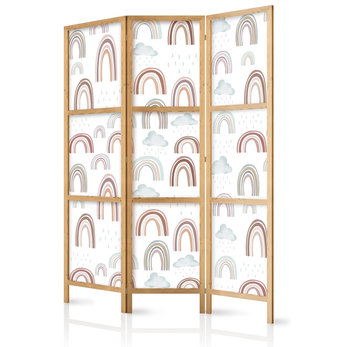 Parawan japoński Dla dzieci 135x172 cm 3-częściowy biały