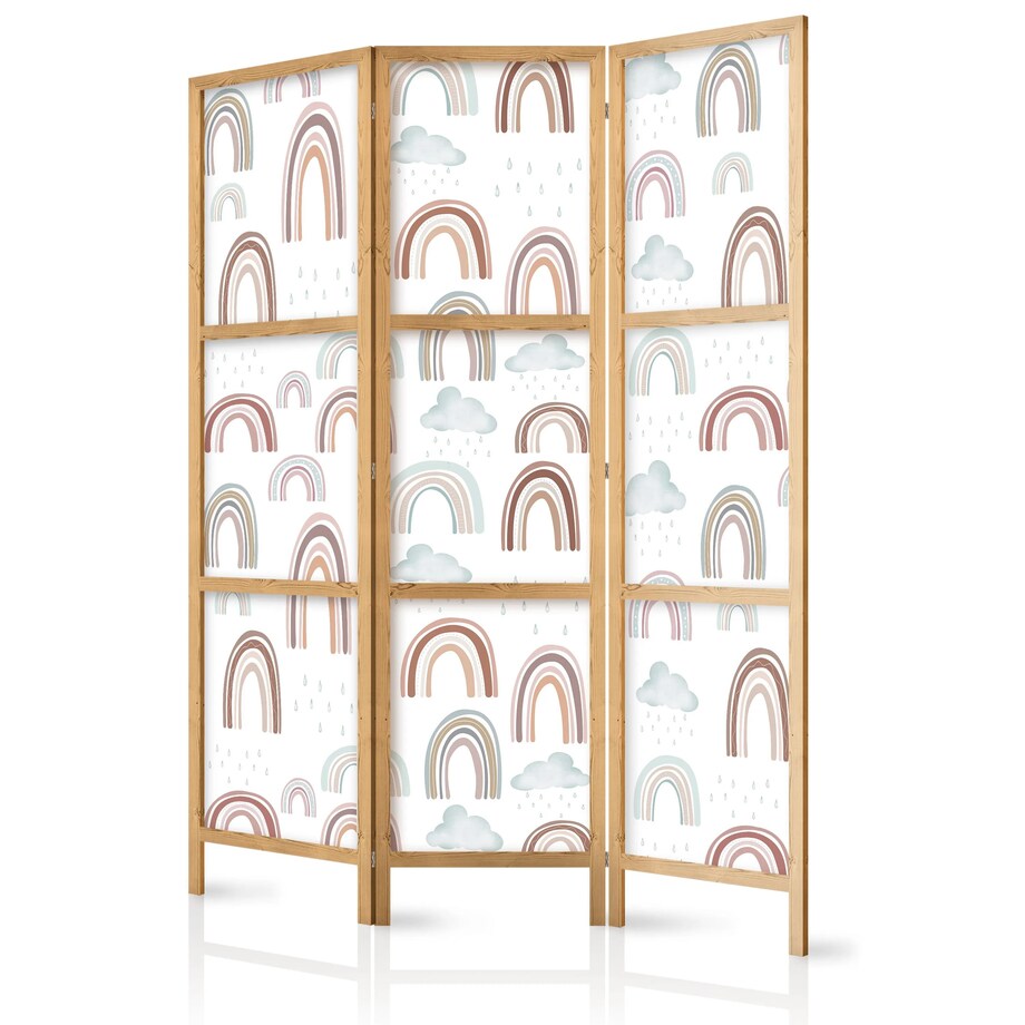 Parawan japoński Dla dzieci 135x172 cm 3-częściowy biały