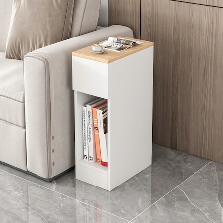 Szafka nocna wąska z szufladą stolik z półką nowoczesny loft sypialni 60 cm