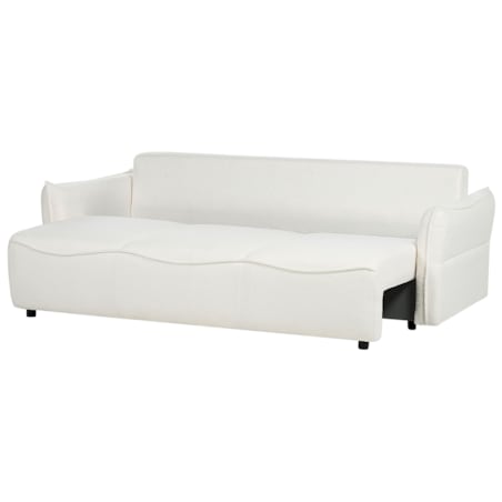 Sofa rozkładana z pojemnikiem boucle biała KRAMA