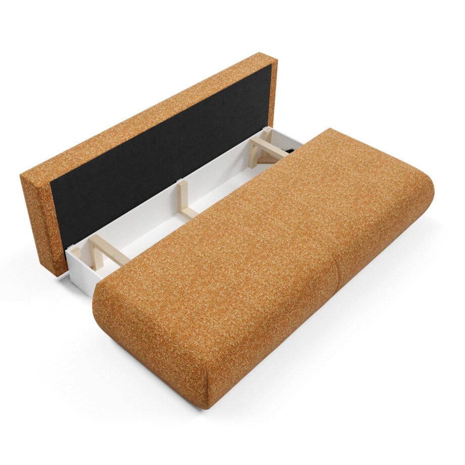 Kanapa PENTI bez boczków z funkcją spania obita tkaniną PUENTE pomarańczowa