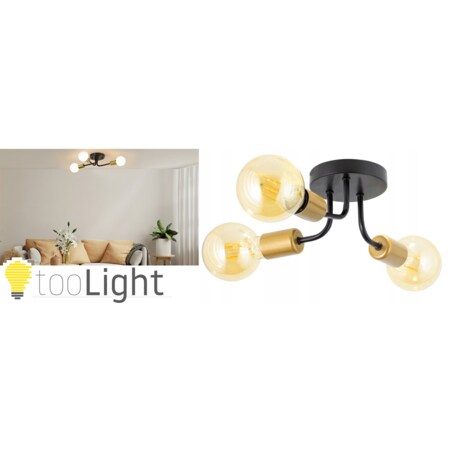 Lampa Sufitowa Wisząca Czarno Złota 3Xe27 60W