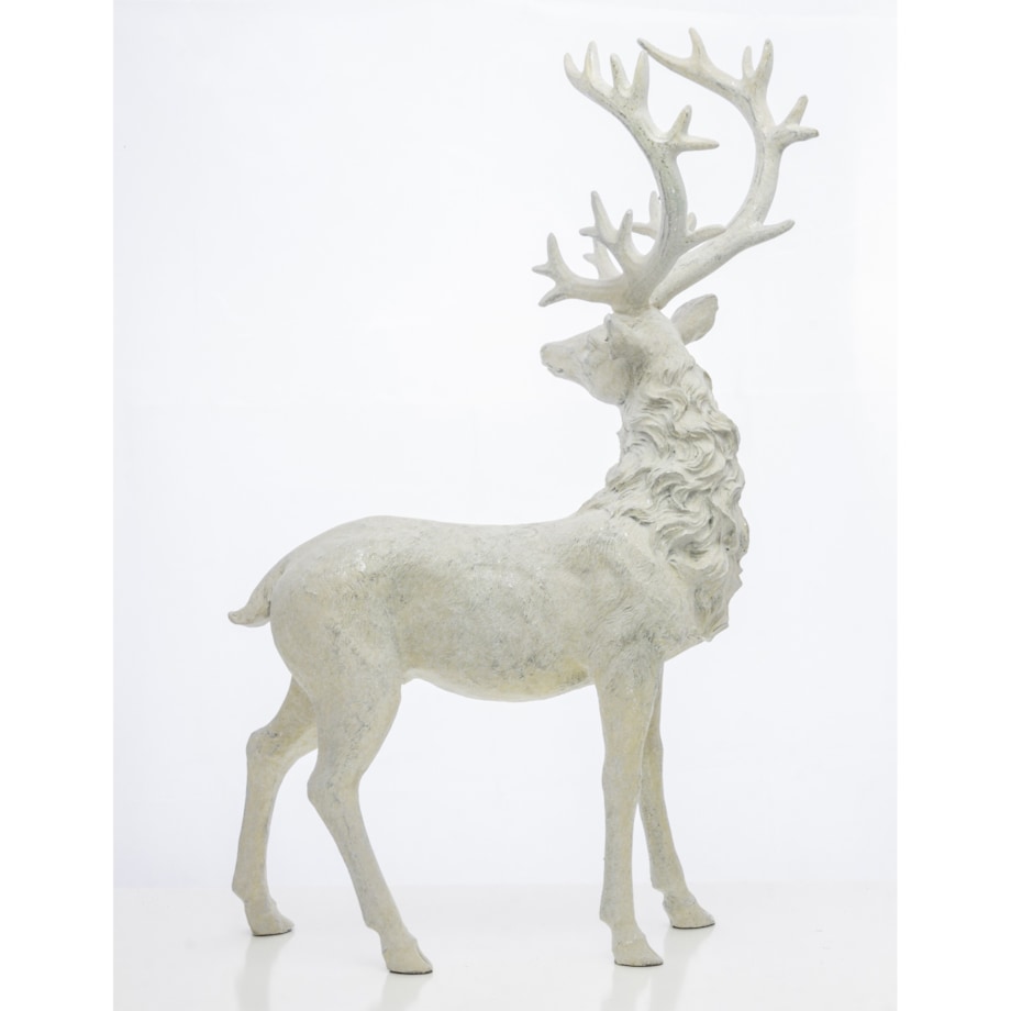 Dekoracja - figurka stojącego białego jelenia 53x30x16 cm KARGU-2 srebrny