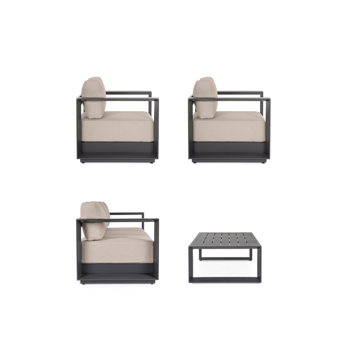 BIZZOTTO zestaw wypocznkowy ogrodowy MOSES antracyt / beż