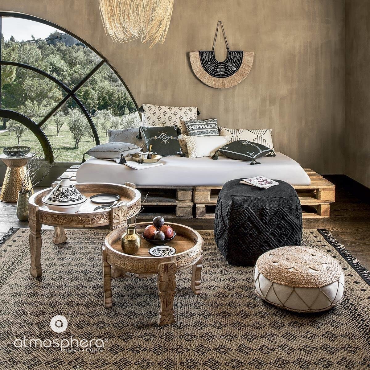 Pufa pleciona SOL, Ø 43 cm