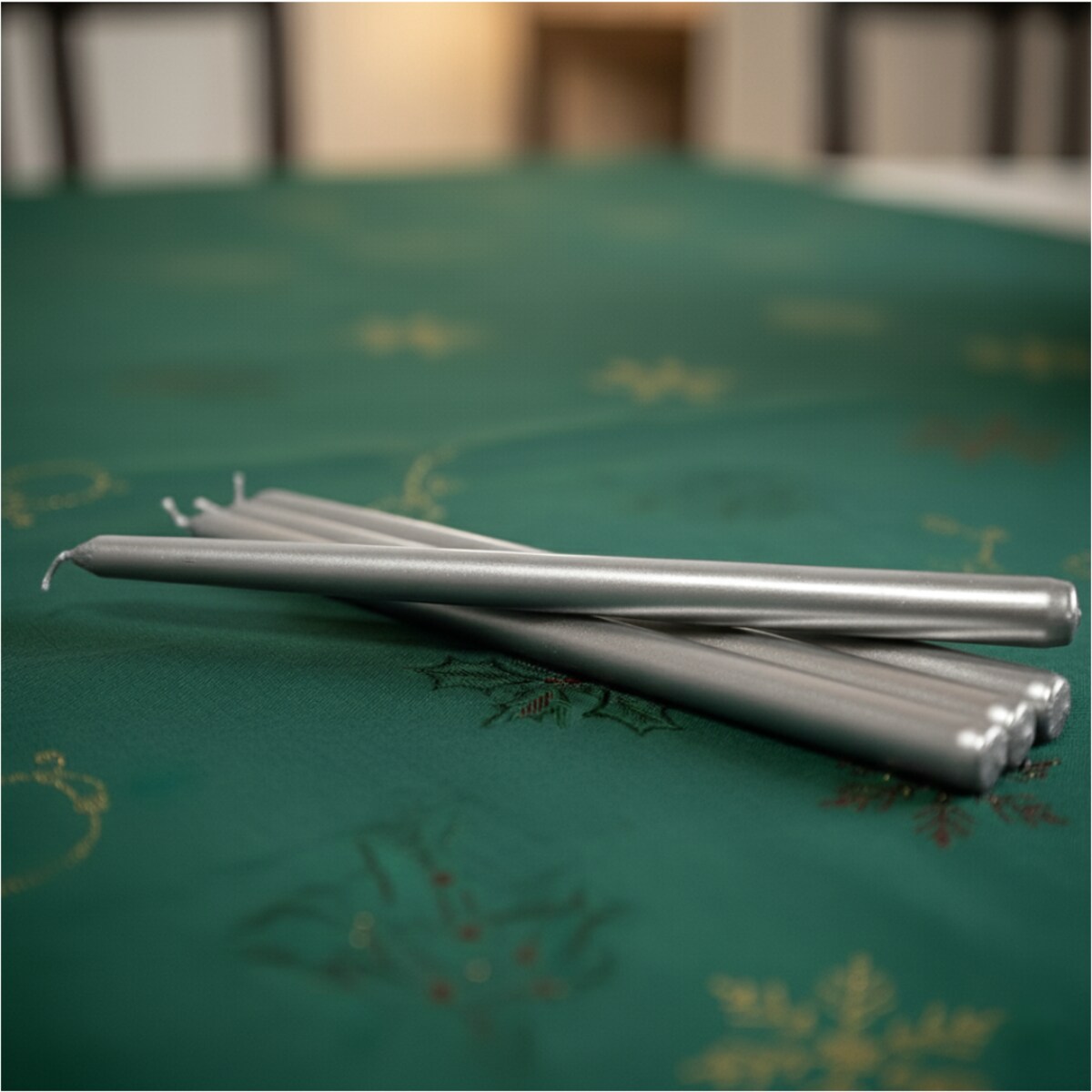 Świeca Boże Narodzenie Prosta Do Kolacji Wigilijnej 4 Szt. Srebrna