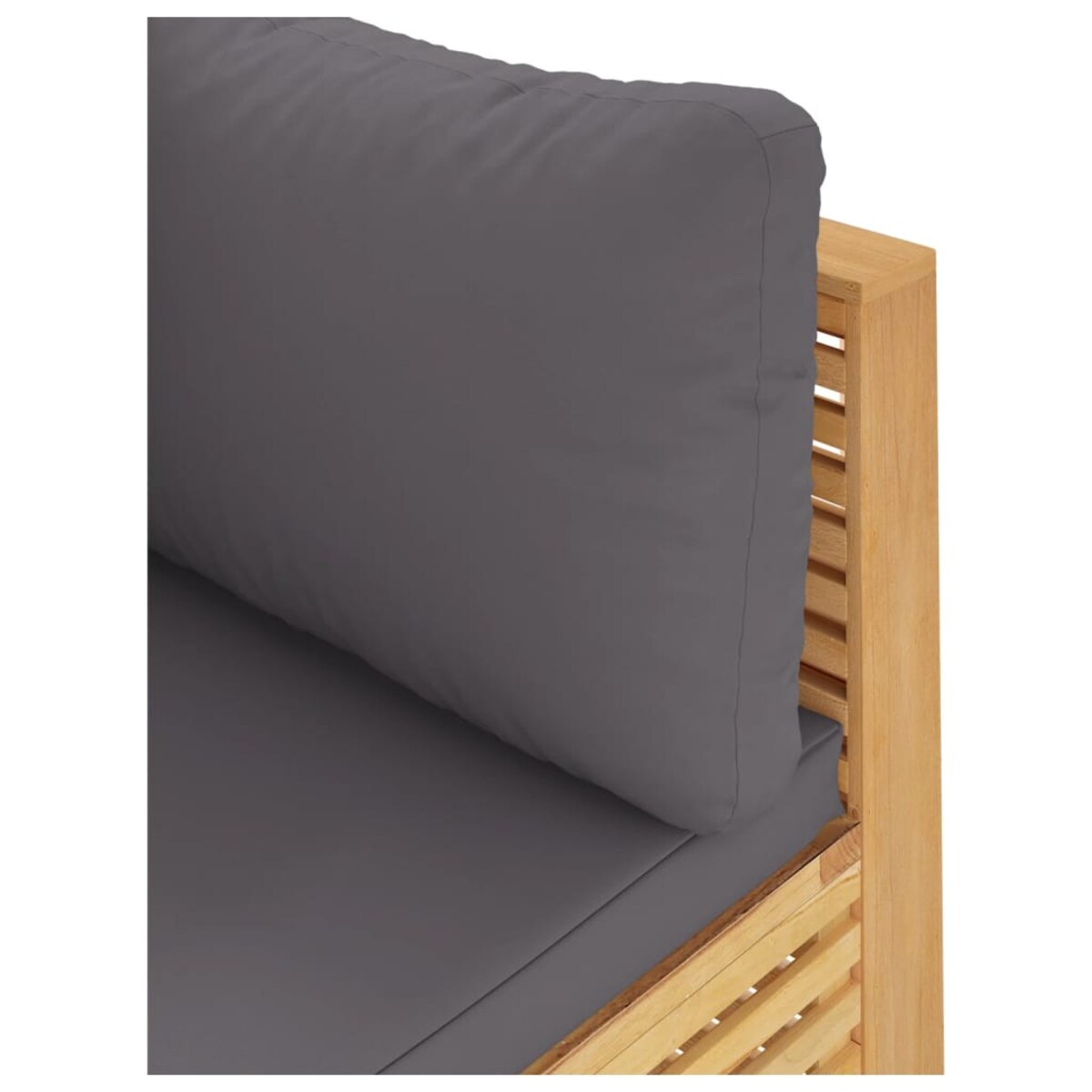 vidaXL Narożne siedzisko ogrodowe z szarymi poduszkami, drewno tekowe