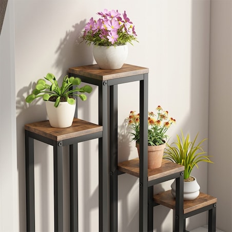 Kwietnik Stojak Rośliny Kwiaty Doniczki Rustykalny Regał 4 Poziomowy Loft