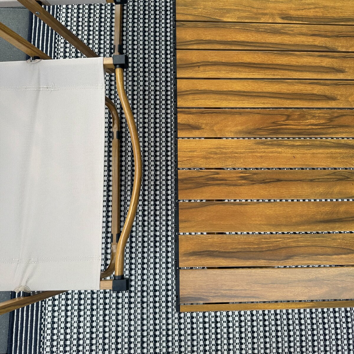 Składany stół kempingowy, Drevo 120cm, Aluminiowy