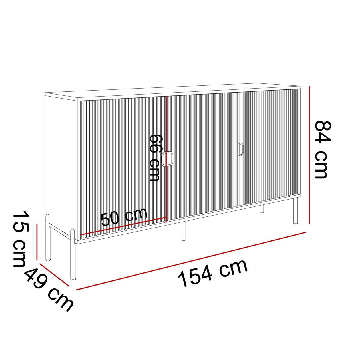 Komoda trzydrzwiowa DALIA 3D, kaszmir, nóżki czarne
