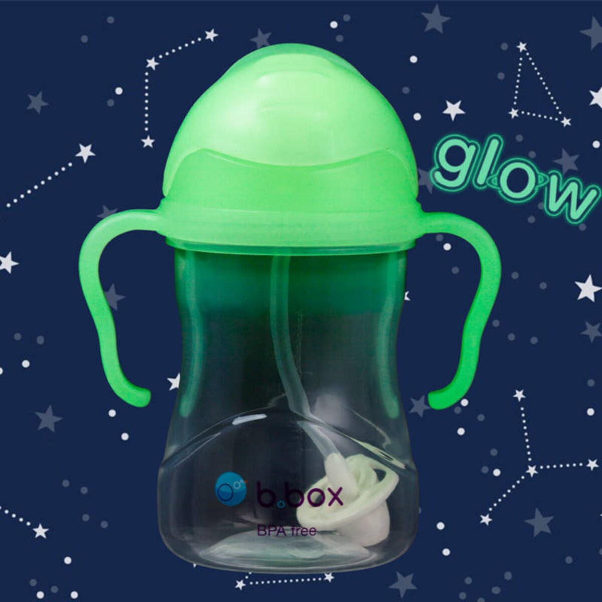Bidon dla dzieci ze słomką 240 ml - kubek niekapek Glow in the dark, b.box