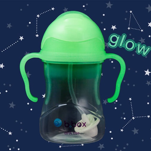 Bidon dla dzieci ze słomką 240 ml - kubek niekapek Glow in the dark, b.box