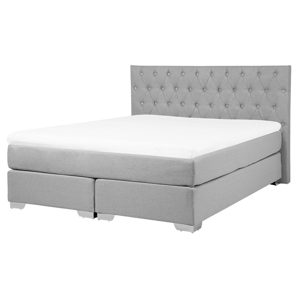 Łóżko kontynentalne tapicerowane 160 x 200 cm szare DUCHESS