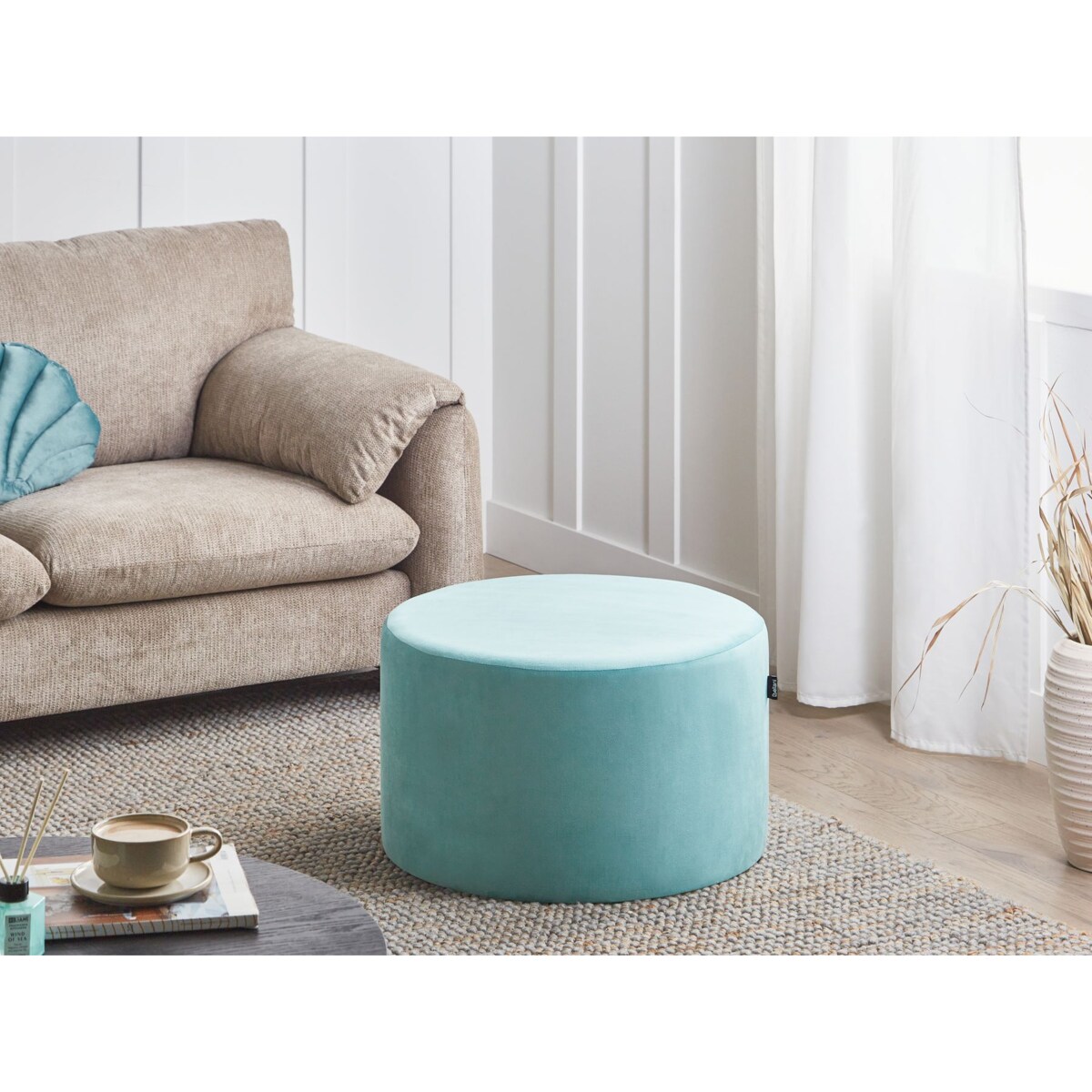 Puf MILLEN Welur Miętowy 61 cm 61 cm 36 cm