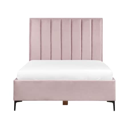 Zestaw mebli do sypialni welurowy 140 x 200 cm różowy SEZANNE