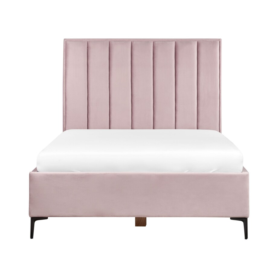 Zestaw mebli do sypialni welurowy 140 x 200 cm różowy SEZANNE