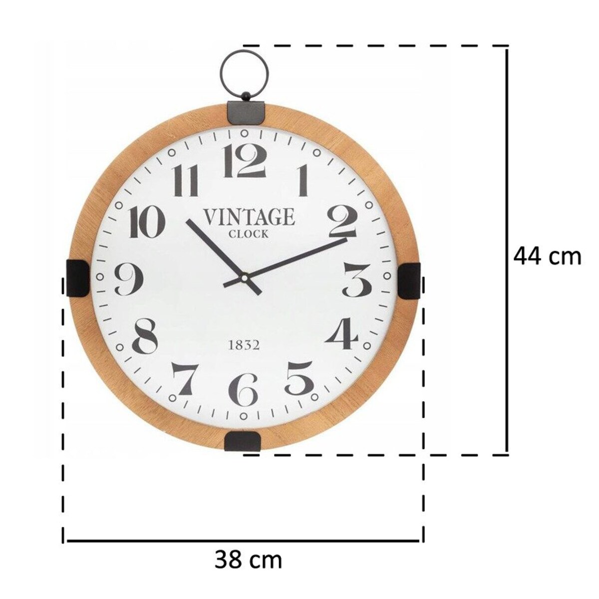 Cichy zegar ścienny Vintage, zegar do kuchni, salonu, czytelny, Ø 38 cm