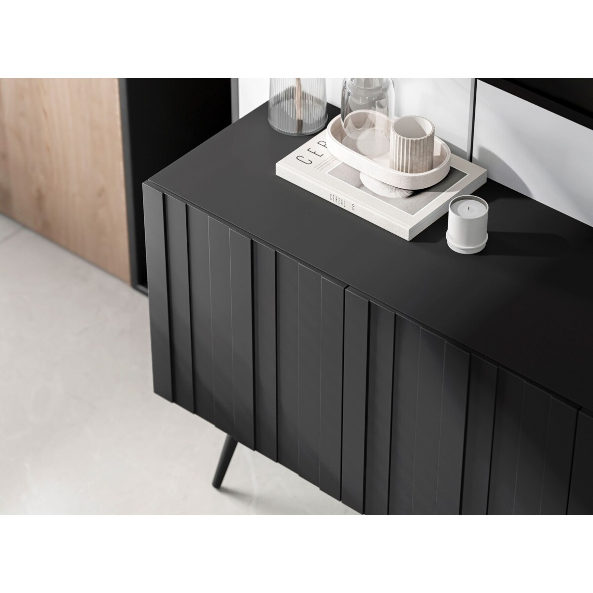 Wisząca Szafka RTV Glamour Komoda RTV Czarny Mat 150 cm