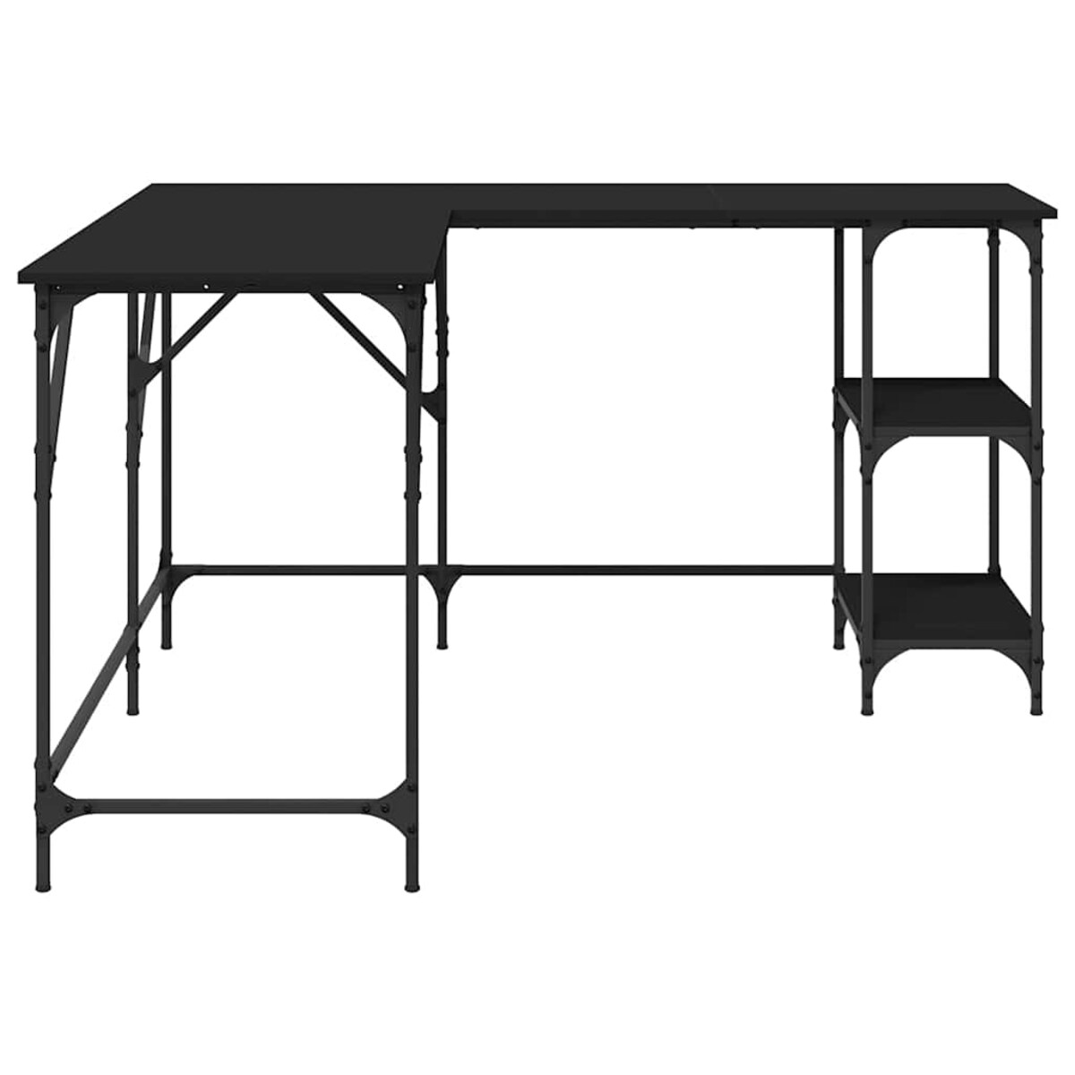 vidaXL Biurko, czarne, 139x139x75 cm, materiał drewnopochodny