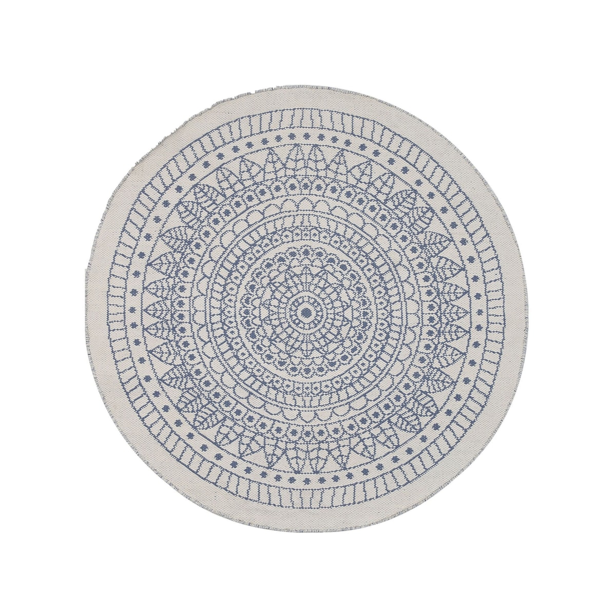 Dywan zewnętrzny dwustronny okrągły ⌀ 140 cm beżowo-niebieski YALAK