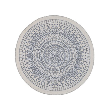 Dywan zewnętrzny dwustronny okrągły ⌀ 140 cm beżowo-niebieski YALAK