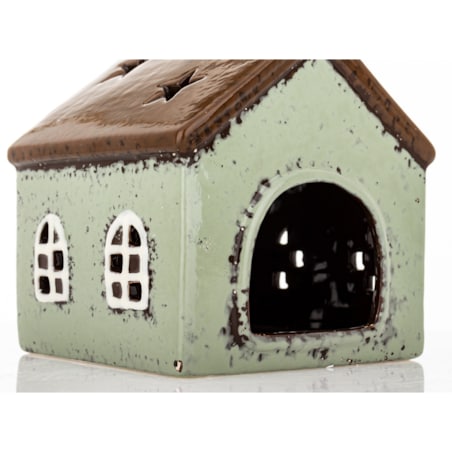 Domek kamionkowy na tea-lighty 13,x11,5x11 cm RUFI niski