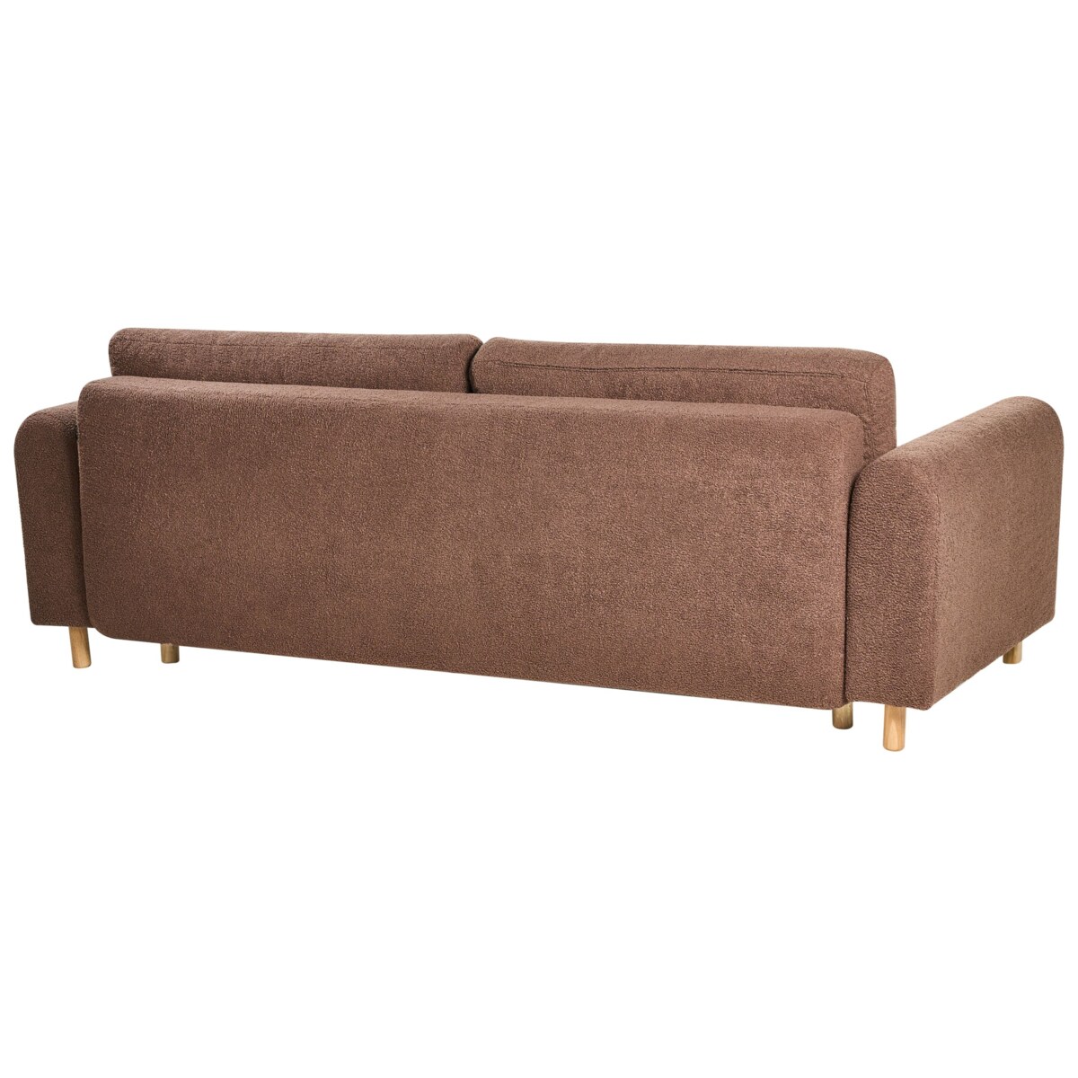 Sofa rozkładana dla 3 osób KVAM Boucle Brązowy ze schowkiem